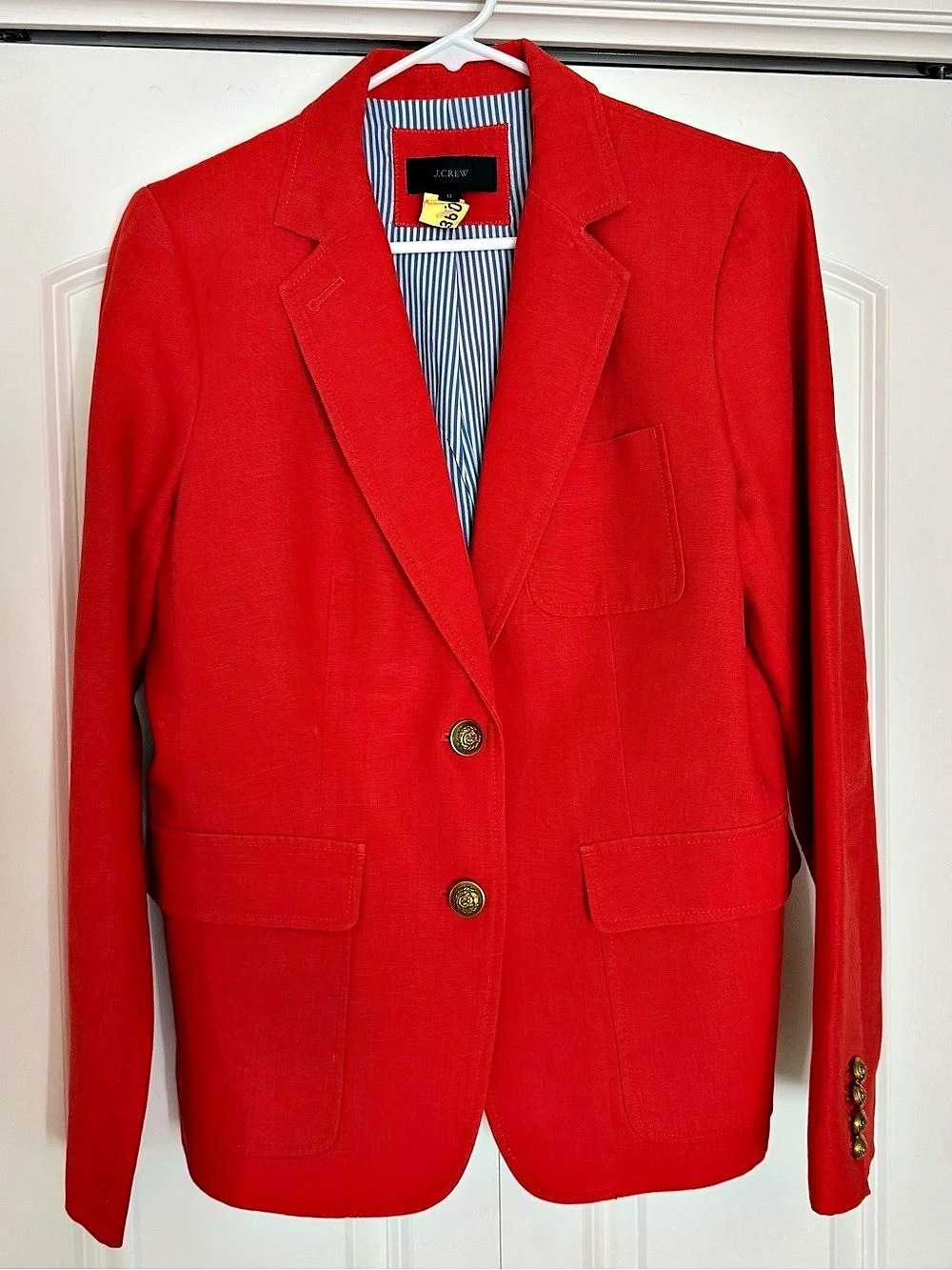 J.Crew Regent Blazer in Blaze Red Linen Size 12